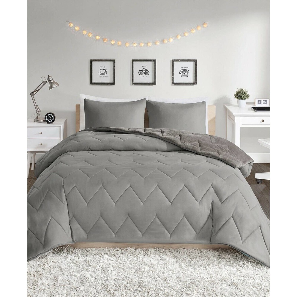 Intelligent Design Kai Chevron Quilted Reversible 3 Pc. Comforter Set FULL QUEEN